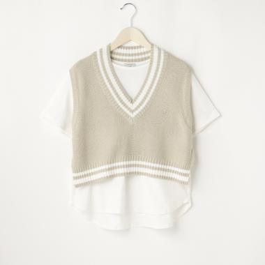 【AMI】チルデンベスト×半袖Tシャツ
