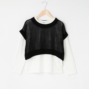 【AMI】メッシュニットベスト＆長袖Tシャツセット