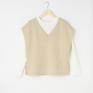 【AMI】Vネックベスト＆長袖Tシャツセット
