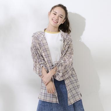 【AMI】ドロストスリーブチェックフードシャツ
