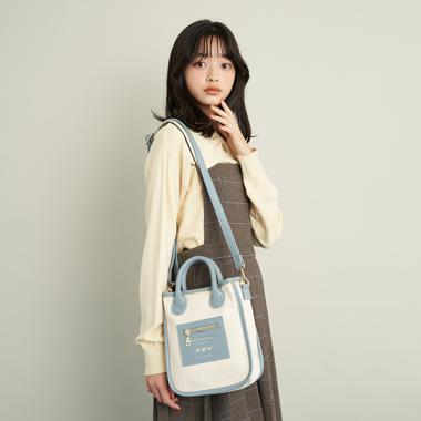 帆布×合皮ミニショルダー