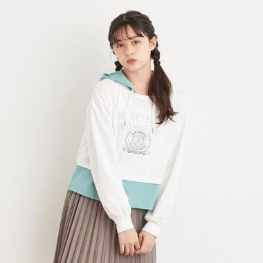 レイヤード風長袖パーカ