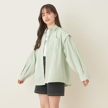 2WAYストライプシャツ+Tシャツセット