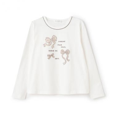 リボンアップリケTシャツ