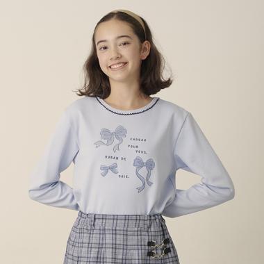 リボンアップリケTシャツ