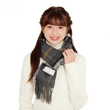 カシミヤ入りチェックウールマフラー