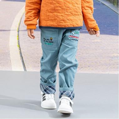 電車裾折り返しロング丈ストレートパンツ