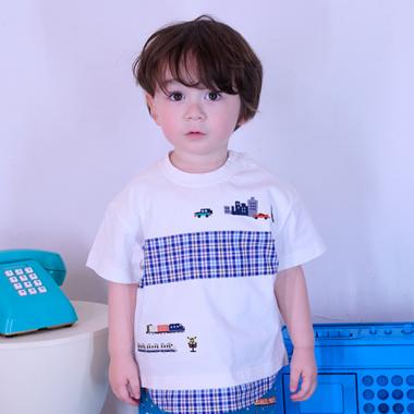 【人気商品のため再入荷】乗り物異素材切替半袖Tシャツ