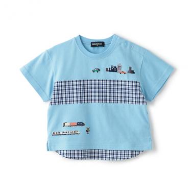 【人気商品のため再入荷】乗り物異素材切替半袖Tシャツ