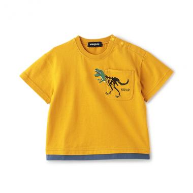 化石プリント胸ポケット半袖Tシャツ