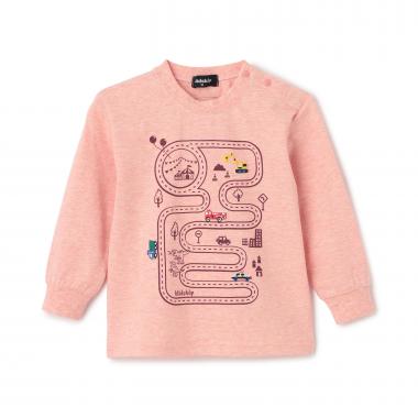 働く車と道路長袖Tシャツ