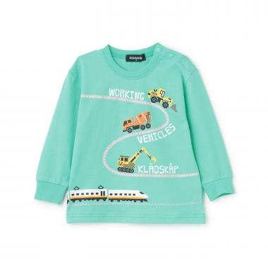 5311224働く車と電車長袖Tシャツ