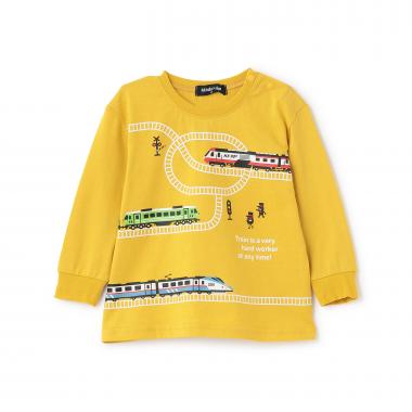 5362262電車プリント長袖Tシャツ