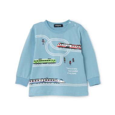 5362262電車プリント長袖Tシャツ