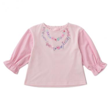キャンディネックレスモチーフ袖切り替えTシャツ