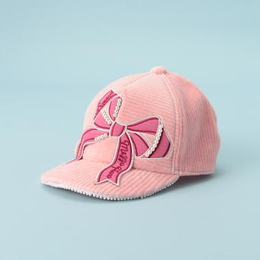 フェイクパールつきリボンアップリケキャップ
