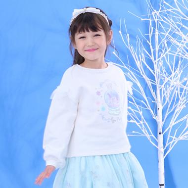 スノードーム　アップリケ刺しゅう　トレーナー