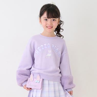 どうぶつロゴ　ファー袖トレーナー