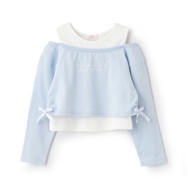 レイヤード風短丈　長袖Tシャツ