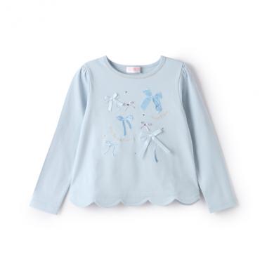 リボンイッパイ裾スカラップ長袖Tシャツ