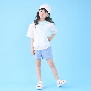 クラデーション・デニム　フロントZIPショートパンツ