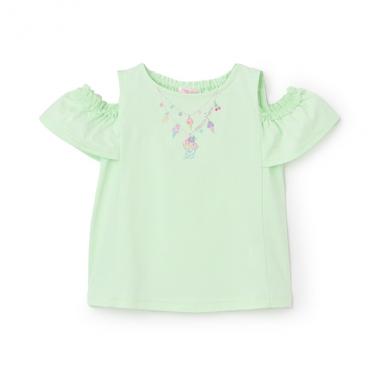 ネックレス刺しゅう　肩開き2way半袖Tシャツ