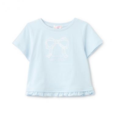 リボンアップリケ　半袖Tシャツ