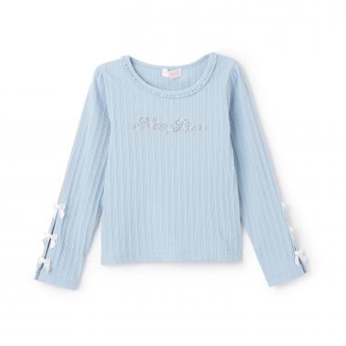 ラインストーンロゴ　テレコ長袖Tシャツ