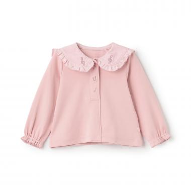 ピアノ刺しゅう衿　長袖Tシャツ
