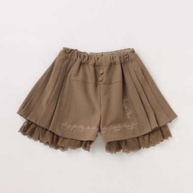 【人気商品再入荷】【直営店で取り扱い無し】サイドプリーツ裾刺しゅうキュロットスカート