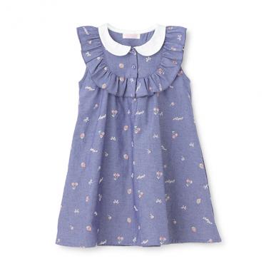 【人気商品再入荷】【直営店で取り扱い無し】ちびフルーツオフショルダンガリーワンピース