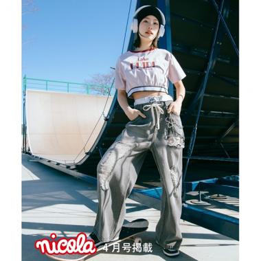 【ニコラ4月号掲載　池端杏慈×トレンド部コラボ】短丈リンガーTシャツ