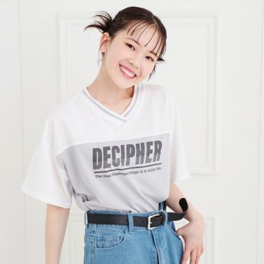 Vネック切替Tシャツ