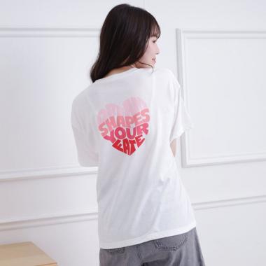 接触冷感バックハートロゴTシャツ