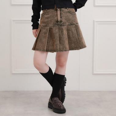 デニム裾プリーツスカート