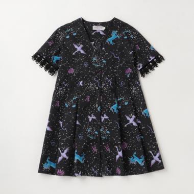 星座総柄ロングシャツ