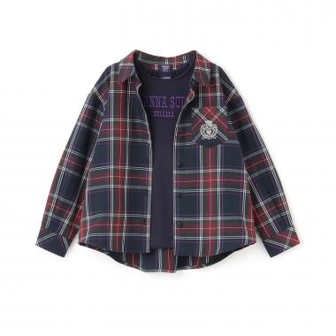 チェックシャツ＋長袖Tシャツ