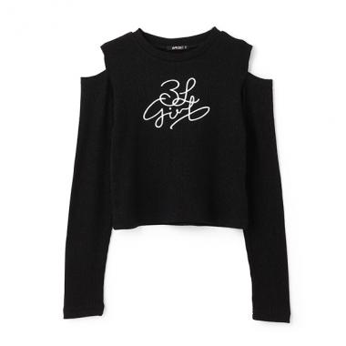 テレコ肩スリット長袖Tシャツ