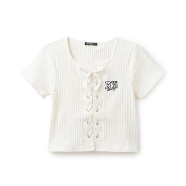 【ニコ☆プチ掲載】★人気商品のため再入荷★レースアップ半袖プルオーバー