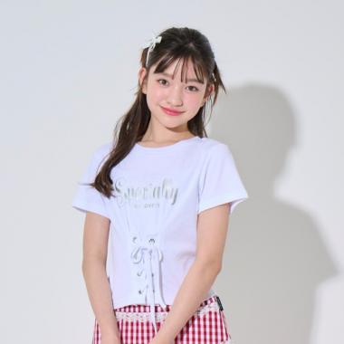 【ニコ☆プチ・Cuugal掲載】フロントレースアップＴシャツ