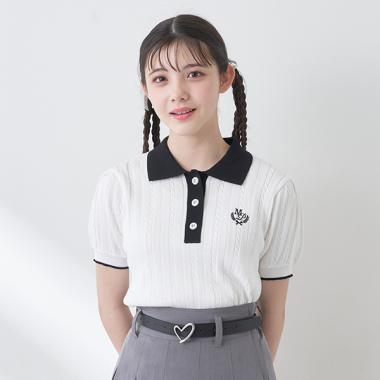 ケーブル半袖ニット