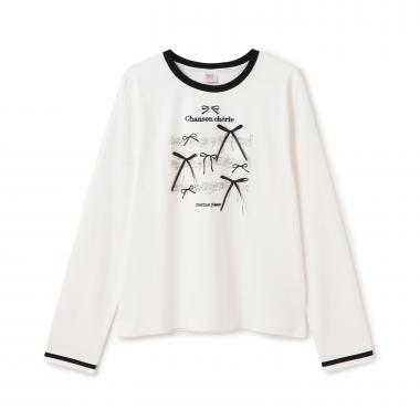リボン＆音符長袖Ｔシャツ♪