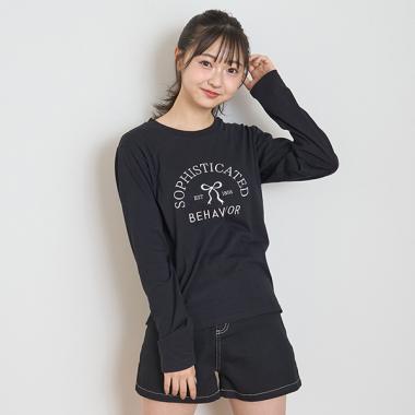 リボン刺しゅう長袖Tシャツ