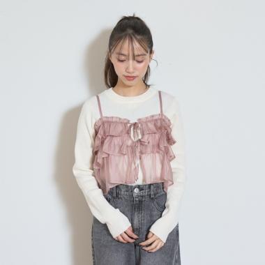 キャミつきリブニットSET