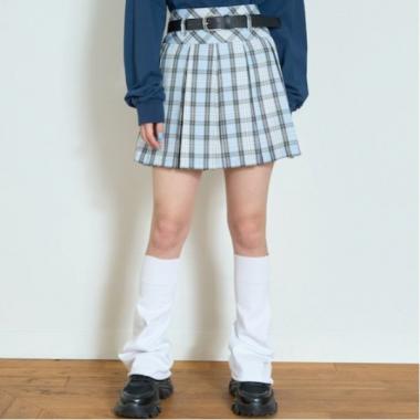 【新色入荷】ベルト付チェックプリーツスカ-ト