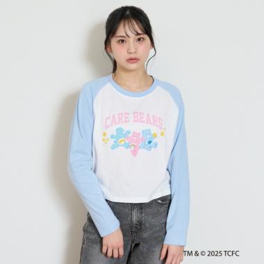 【ケアベア】【綿100％】ラグランクロップド長袖Tシャツ