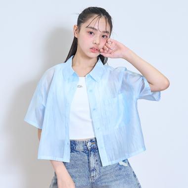 接触冷感半袖シアーシャツ