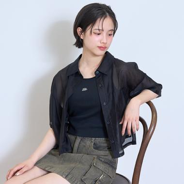 接触冷感半袖シアーシャツ