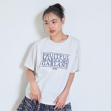 3段ロゴ刺しゅうTシャツ