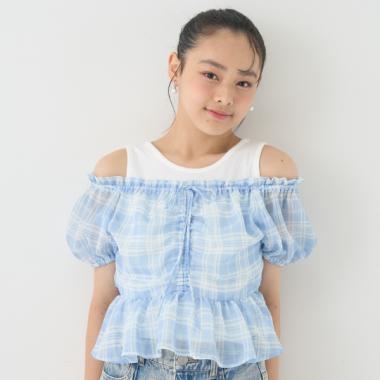 チェックオフショルインナーSET